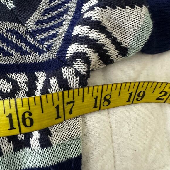 Vintage DEREK HEART Womens Sweater Small Blue Aztec Hooded Cardigan Y2K Boho - Picture 7 of 11